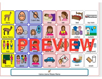 Preview of Autism Visual Support and More- Story Board Llama Llama Misses Mama