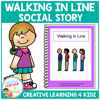 Preview of Social Story Walking in Line Book + Cards Autism