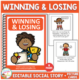 Social Story Winning & Losing (Editable) Book + Cards Autism