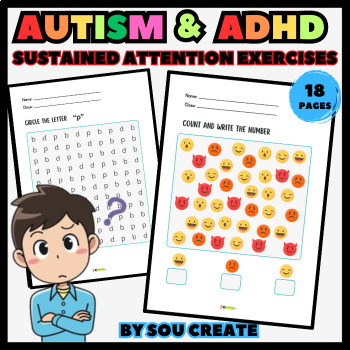 Preview of Autism and ADHD Sustained Attention Exercises - Cognitive Stimulation