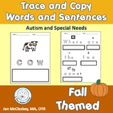 Autism and Special Needs: Fall themed TRACE AND COPY words