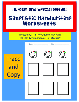 Preview of Autism and Special Needs:  SIMPLE Handwriting Worksheets!