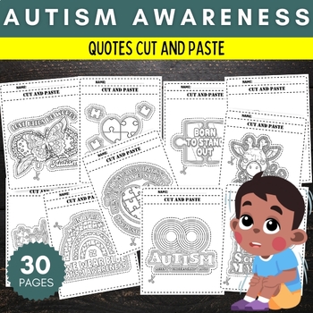 Preview of Autism awareness Cut And Paste worksheets - Autism Acceptance crafts Activities