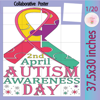 Preview of Autism awareness Day Collaborative Coloring Posters Bulletin Board