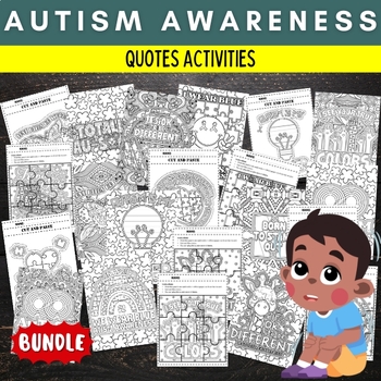 Preview of Printable Autism awareness Quotes Coloring Pages Activities & Games BUNDLE
