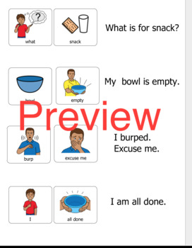 Preview of Autism visual support: Snack comments and questions