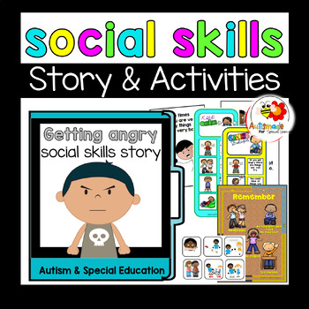 Preview of Social Skill Activities and Story about getting angry.