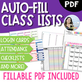 Auto-Fill Class List | Login Cards | Auto-Populate Student