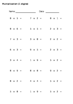 auto generated multiplication worksheets horizontal by math