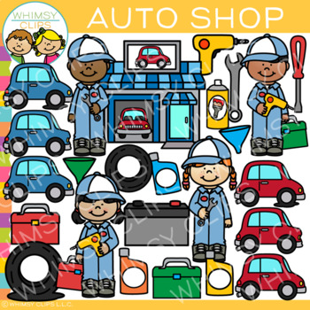 Preview of Kids Car Mechanic and Auto Shop Garage Clip Art