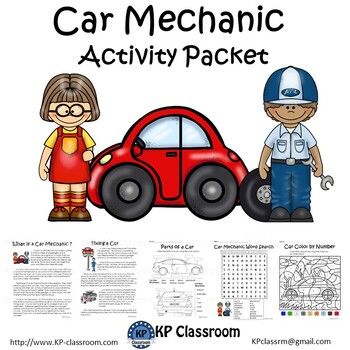 Preview of Auto and Car Mechanic No Prep Activity Packet and Worksheets