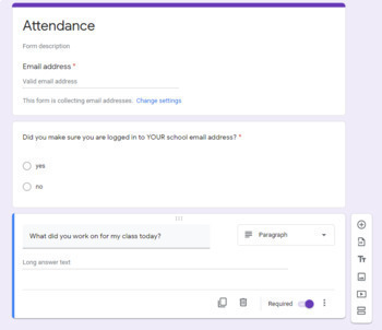 Preview of Auto-filled Asynchronous Attendance by Google Form
