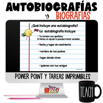Preview of Autobiografías y Biografías  - Power Point -  Worksheets - Spanish