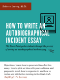 How to Write an Autobiographical Incident PowerPoint