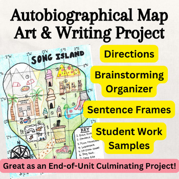 Preview of Autobiographical Map Art & Writing Project - No Teacher Prep!