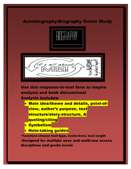 Preview of Autobiography or Biography Book Report: Reading Response Pages (project)