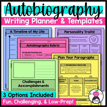 Preview of Autobiography Writing Planner Templates Rubric | All About Me Book