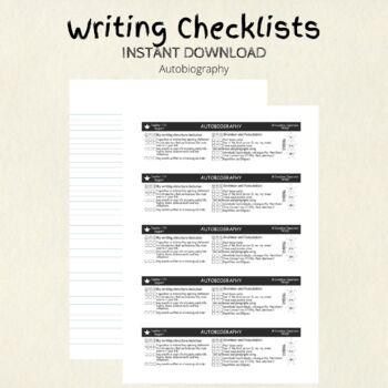 Preview of Autobiography Writing Checklist