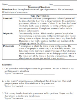 Preview of Autocratic, Democratic and Oligarchic Government Scenarios