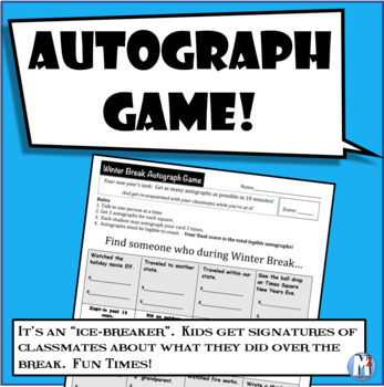 Preview of Autograph Game - New Years (Post Winter Break, New Year) "Find someone who..."