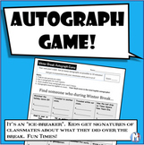 Autograph Game - New Years (Post Winter Break, New Year) "