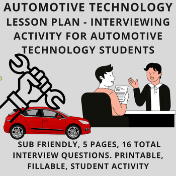 Preview of Automotive Lesson Plans - Job Interview Question & Answer - Automotive Tech