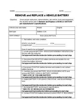 Preview of Automotive Remove and Replace Battery