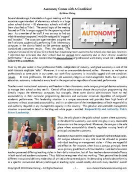 Preview of Autonomy Comes With a Condition! - FREE