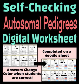 Preview of Autosomal Pedigrees Self-Checking Digital Worksheet