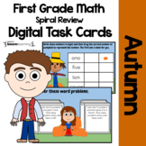 Autumn 1st Grade Digital Task Cards Boom Cards™ | Math Ski
