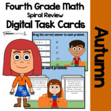 Autumn 4th Grade Digital Task Cards Boom Cards™ | Math Ski
