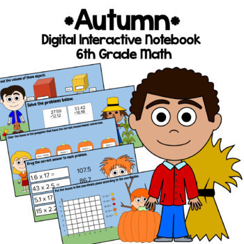 Preview of Autumn 6th Grade Interactive Notebook Google Slides | Math Skills Review