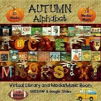 Preview of Autumn ABC Virtual Library & Media/Music Room - SEESAW & Google Slides