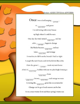 Preview of Autumn ADJECTIVE & ADVERB Mad Lib Review