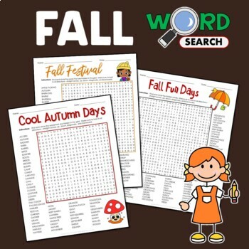 Preview of Fun Activity Fall Word Search Hard Puzzle September October Worksheets