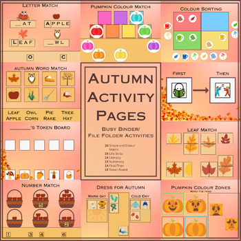 Preview of Autumn Activity Pages – Early learning Busy Binder/File Folder Activities