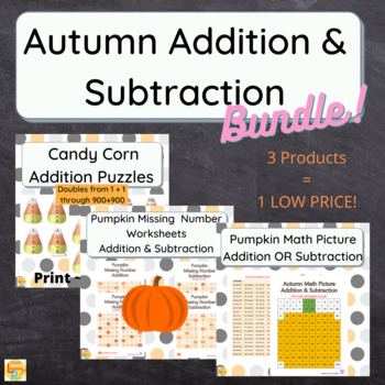 Preview of Autumn Addition & Subtraction Math Bundle