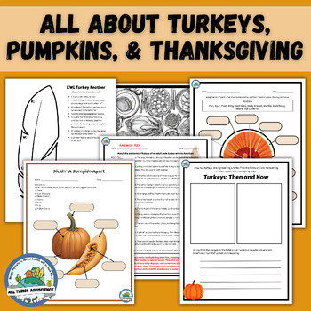 Preview of Autumn, All About Turkeys, Thanksgiving Activities & Worksheets BUNDLE