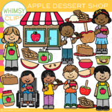 Fall Kids Apple Dessert Shop with Apple Foods Clip Art
