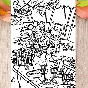 Preview of Autumn Apple Feast Coloring Book Page For Teens and Adults