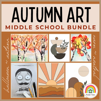 Preview of Autumn Art Bundle: Middle School Art Projects for Fall & Halloween