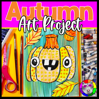 Preview of Autumn Art Lesson, Cute Fall Pumpkin Artwork, 1st Grade to 4th Grade