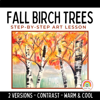 Preview of Autumn Art Lesson: Fall Birch Trees Available in PDF and Power Point