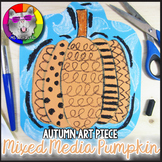 Autumn Art Lesson, Pumpkin Mixed Media Line Art Project Activity