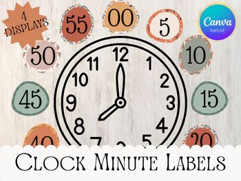 Preview of Autumn Art Nouveau Clock Minutes, Fall Clock Labels, Mystical Minute Display