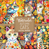 Autumn Cats - Watercolor Portrait Paper Paintings
