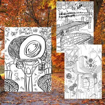 Preview of Autumn Coloring Book Pages For Teens and Adults Bundle
