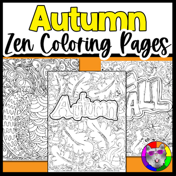 Preview of Autumn Coloring Pages, Fall Zen Doodle Coloring Sheets