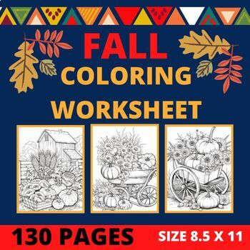 Preview of Autumn Coloring Sheets / Fall Coloring Worksheet for Adults | November Coloring