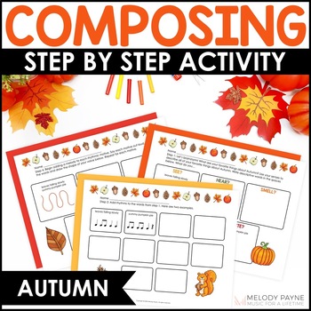 Preview of Autumn Composing Guided Music Composition Activity and Worksheets for Piano